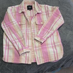 Vans Pink and Cream Oversized  Plaid Flannel Jacket